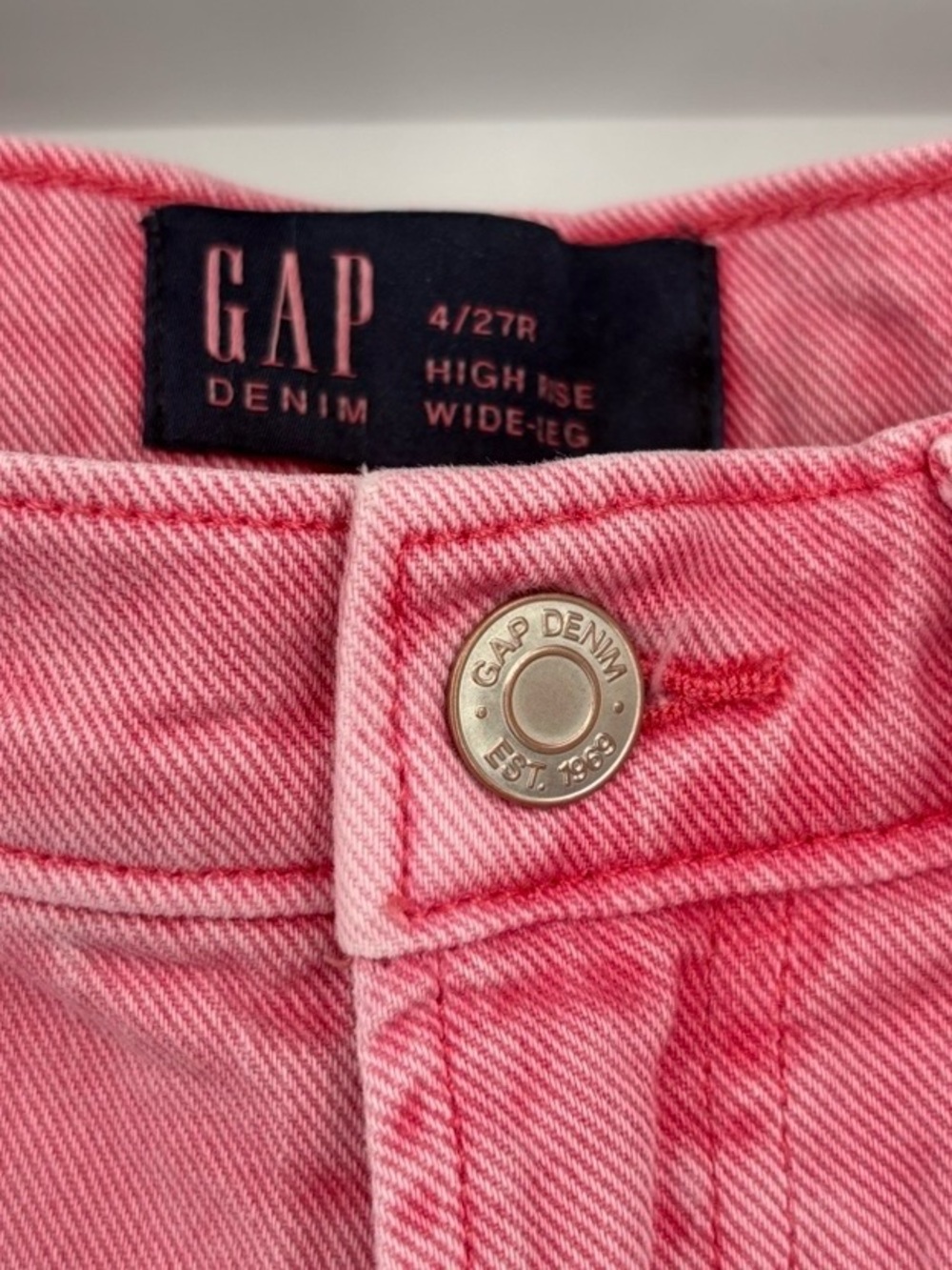 GAP High Waist Wide Leg Jean in Pink Women’s Size 27R / 4 - Picture 5 of 7